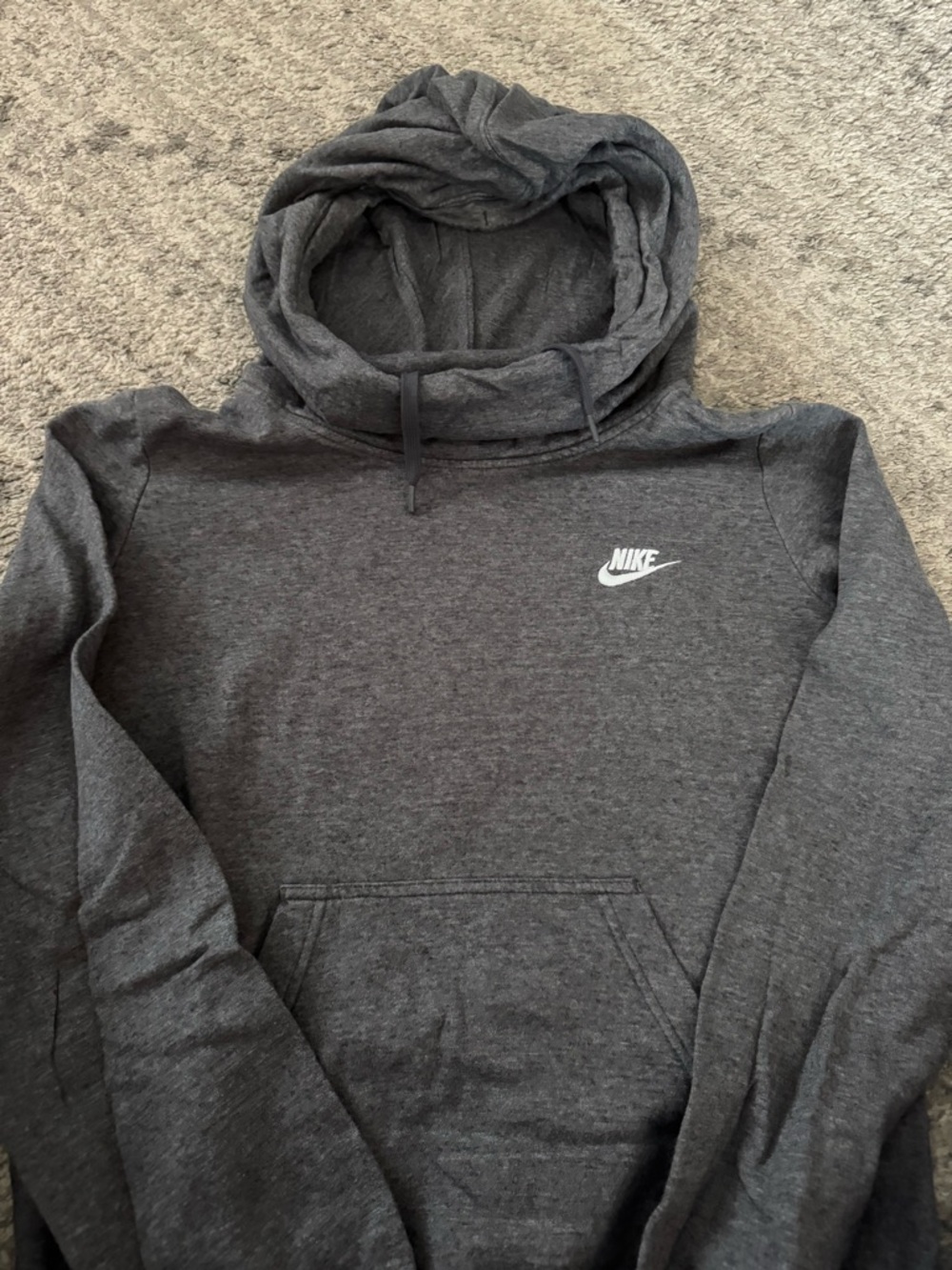 Nike Charcoal Gray Pullover Hoodie - Funnel Neck